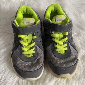 Nike Revolution Youth Size 1.5 Gray and Lime Green Velcro Sneakers